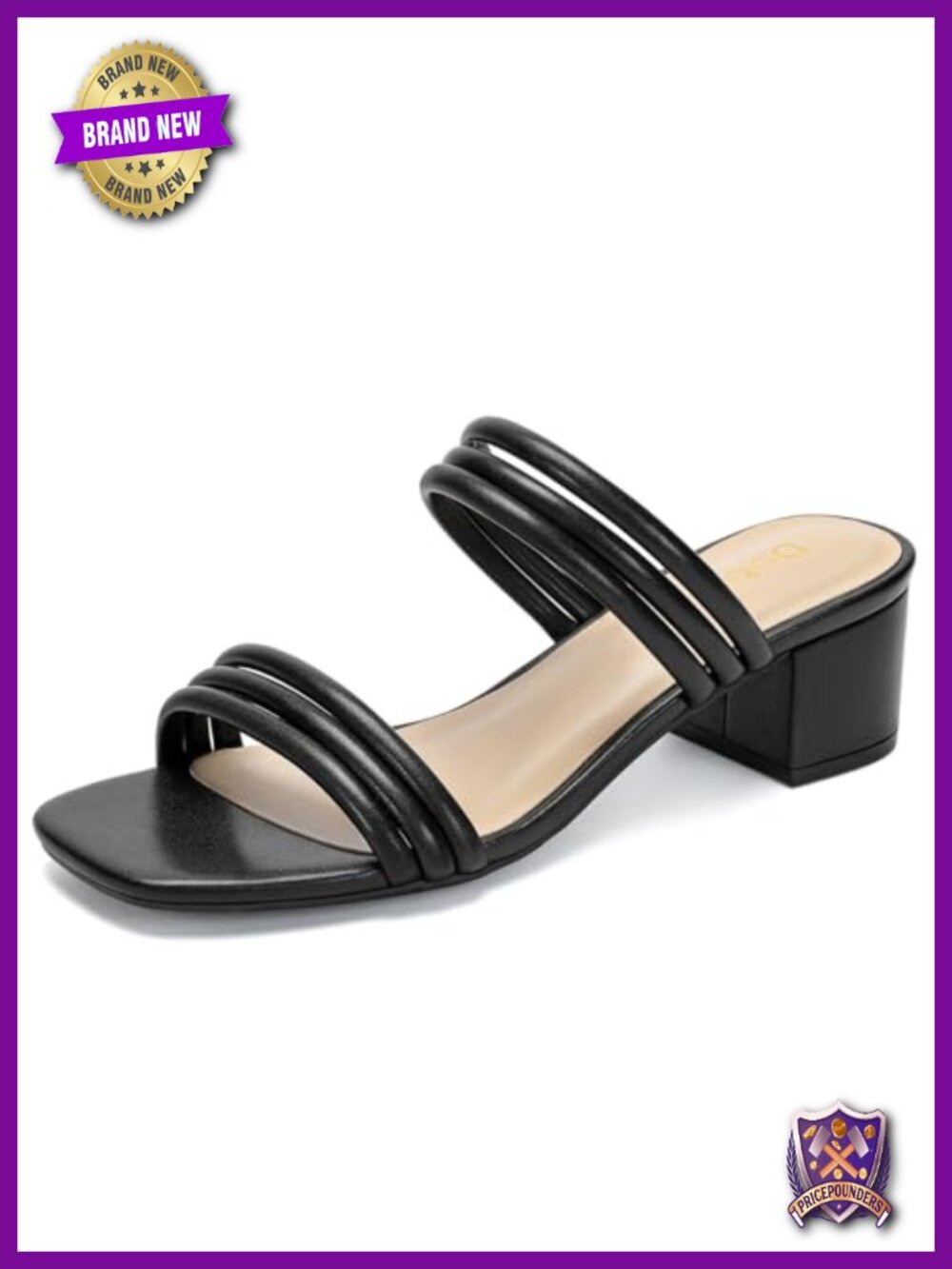 Square Open Toe Chunky Heeled Sandals Multi-Strap Slip On Dress Shoes